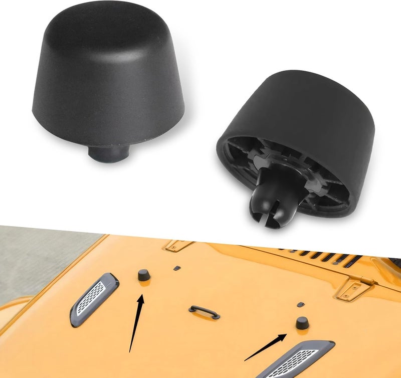 waswale 2 PCS Car Hood Front Stopper, Hood Stop Support Bumper Rubber Pier, Replaces OEM Part Number 55395650AD Repair Modification Accessories, Compatible with Jeep Wrangler JK 2007-2017 (Black) - Image 1